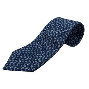 Brooks Brothers Silk Tie, Navy Bit Pattern, Made in USA
